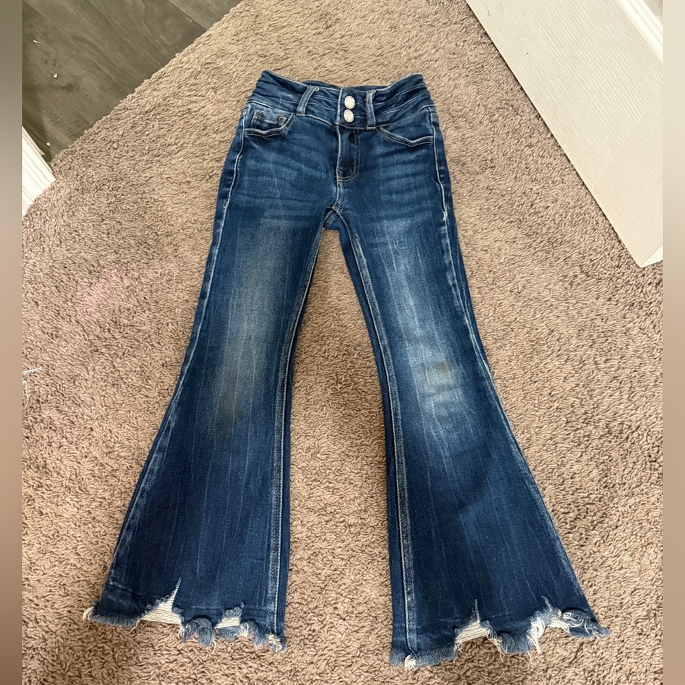 KanCan Dark Blue Distressed Flare Jeans